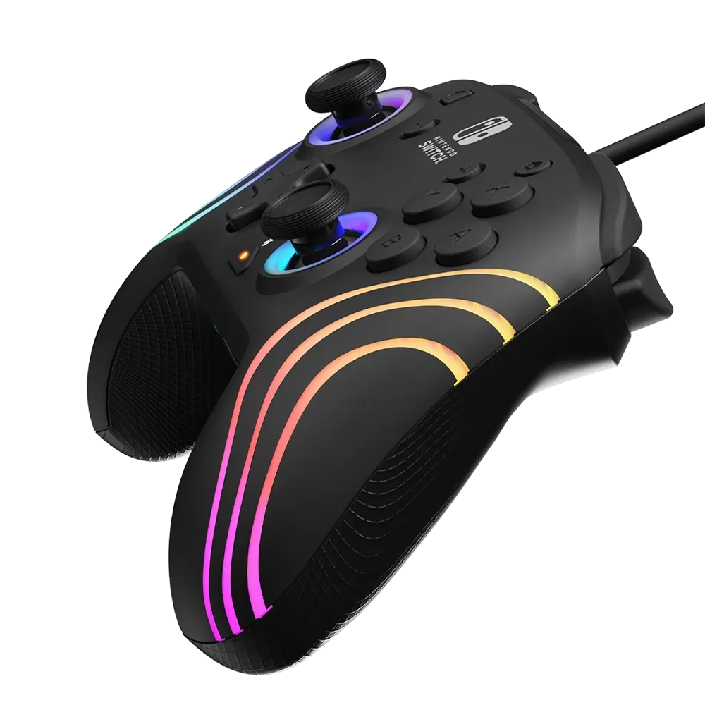 בקר חוטי Nintendo Switch Afterglow Wave RGB - שחור