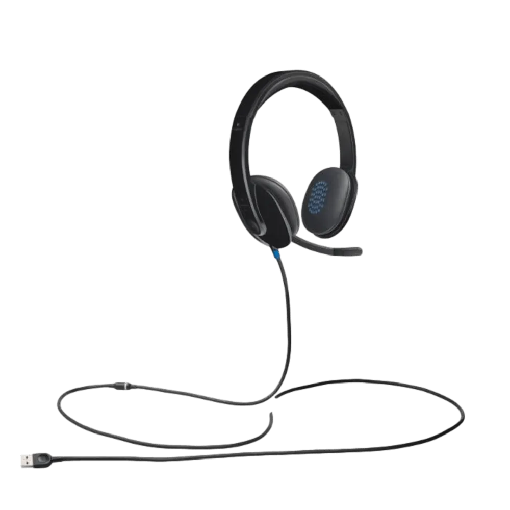 אוזניות USB Logitech H540 – מיקרופון מבטל רעשים – פקדים על האוזנייה – צבע שחור – אחריות שנתיים