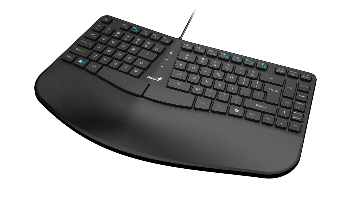 מקלדת ארגונומית Genius Ergo KB-700 – חוטית USB – מקשי Chocolate – שחור