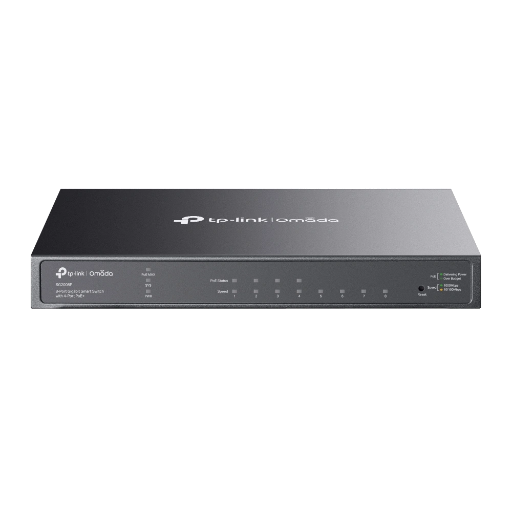 מתג מנוהל TP-Link JetStream 8 יציאות Gigabit PoE+ 4 יציאות 62W באחריות יבואן רשמי 3 שנים