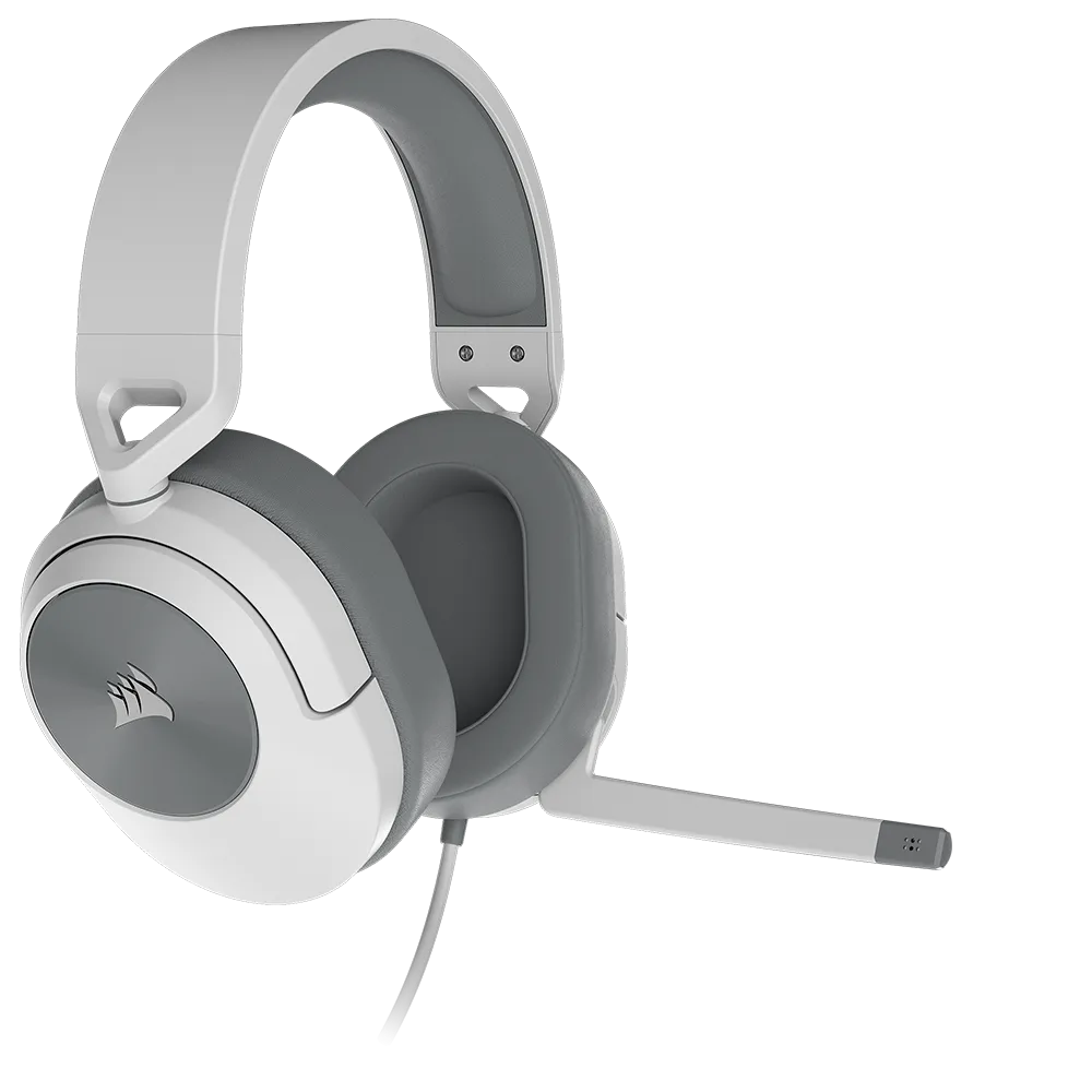 אוזניות גיימינג Corsair HS55 Stereo – דרייברים 50 מ"מ – חיבור 3.5 מ"מ – לבן