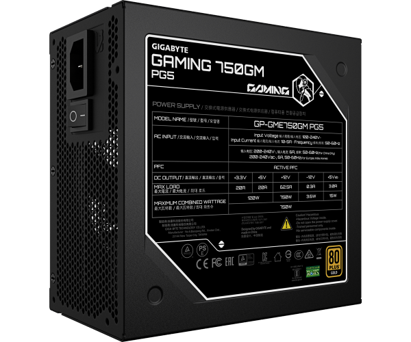 ספק כוח GIGABYTE GME750GM PG5 750W Gold Fully Modular