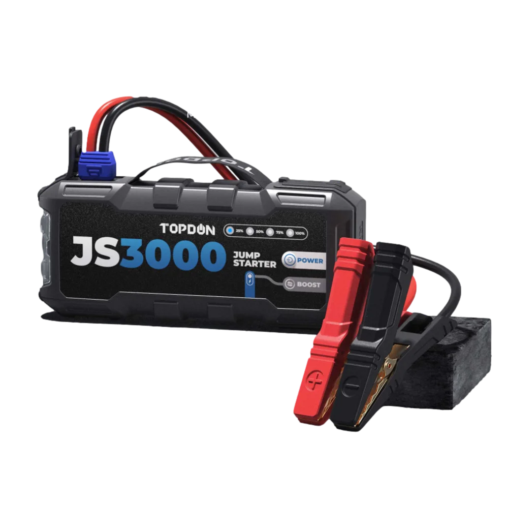 בוסטר התנעה לרכב TOPDON JumpSurge 3000 3000A 24000mAh עם פנס LED 400 לומנס באחריות יבואן רשמי