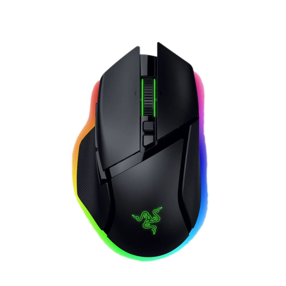 עכבר גיימינג אלחוטי Razer Basilisk V3 Pro 35K – חיישן Focus Pro 35K דור 2 – גלגלת HyperScroll ב-4 כיוונים – שלושה מצבי חיבור – 13 אזורי תאורה – צבע שחור