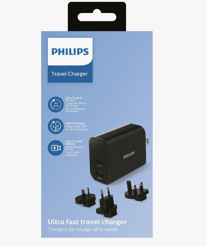 מטען חשמל 30W אוניברסאלי PHILIPS DLP2621T 00  TRAVEL