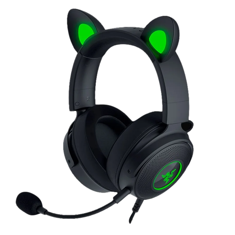 אוזניות גיימינג Razer Kraken Kitty V2 Pro – 3 עיצובי אוזניים מתחלפים – Chroma RGB – מיקרופון HyperClear – שחור