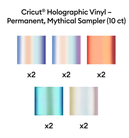 מארז דפי ויניל הולוגרפי קבוע Holographic Vinyl Mythical Sampler (10 יחידות) מבית Cricut