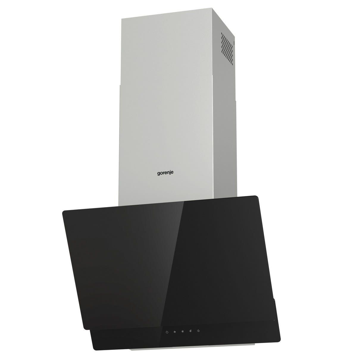 קולט אדים צמוד קיר וורטיקלי  gorenje שחור בשילוב נירוסטה דגם WHI649EXBG
