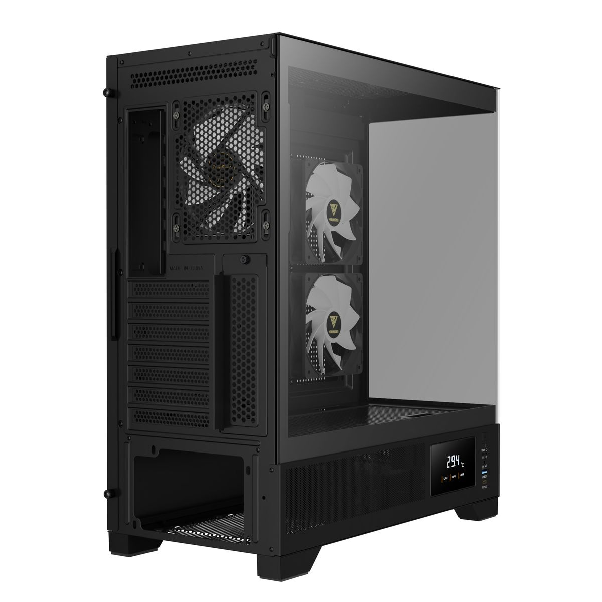 מארז מחשב GAMDIAS ATLAS M1 Mid-Tower ATX Micro-ATX Mini-ITX עם זכוכית מחוסמת ו-3 מאווררי ARGB באחריות יבואן רשמי