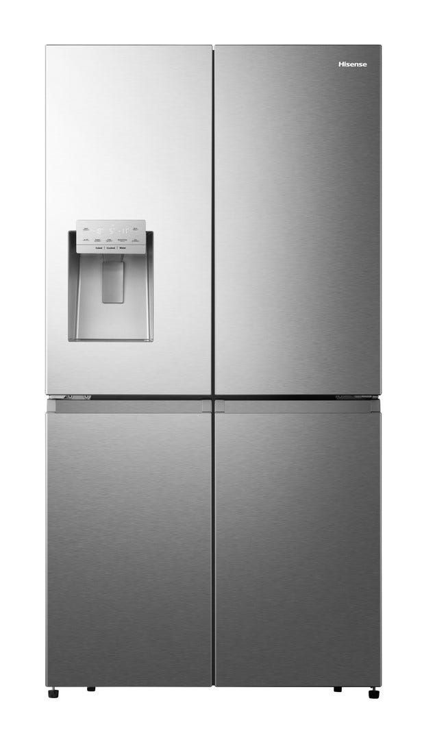 מקרר Hisense ארבע דלתות עם בר חיצוני בנפח 584 ליטר נטו דגם RQ760N4SASE בצבע נירוסטה