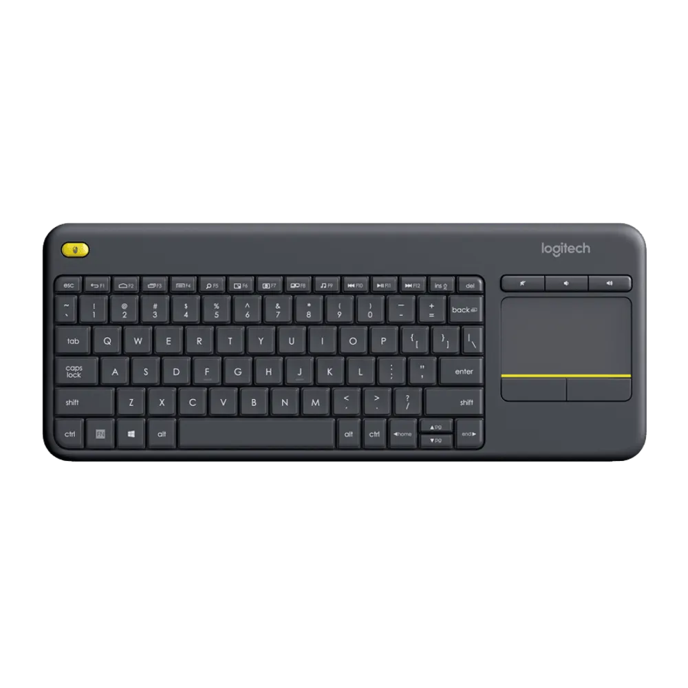 מקלדת אלחוטית Logitech K400 Plus Touch שחורה עם לוח מגע 10m טווח סוללה 18 חודשים באחריות יבואן רשמי