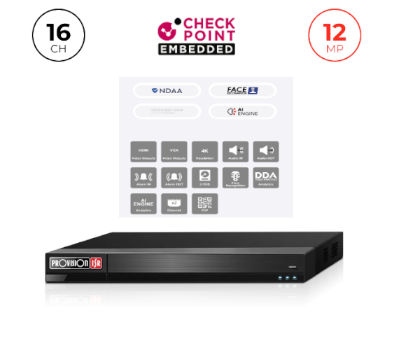 מכשיר הקלטה NVR 16CH 12MP IP 1U Face Recognition and Alarm