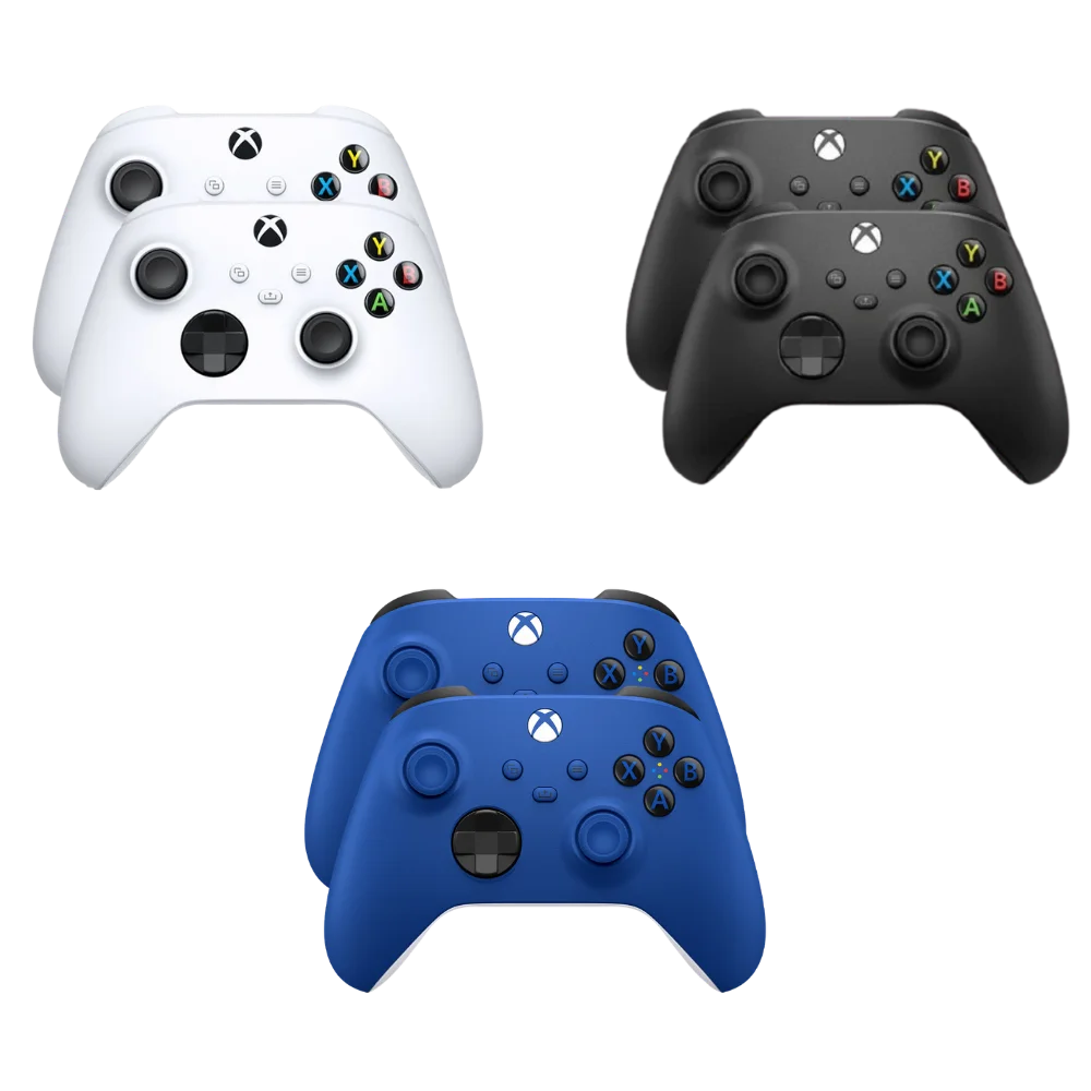 באנדל 6 שלטי Xbox Wireless Controller בצבעים שחור, לבן וכחול