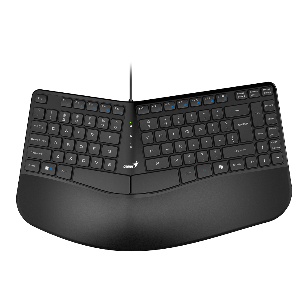 מקלדת ארגונומית Genius Ergo KB-700 – חוטית USB – מקשי Chocolate – שחור