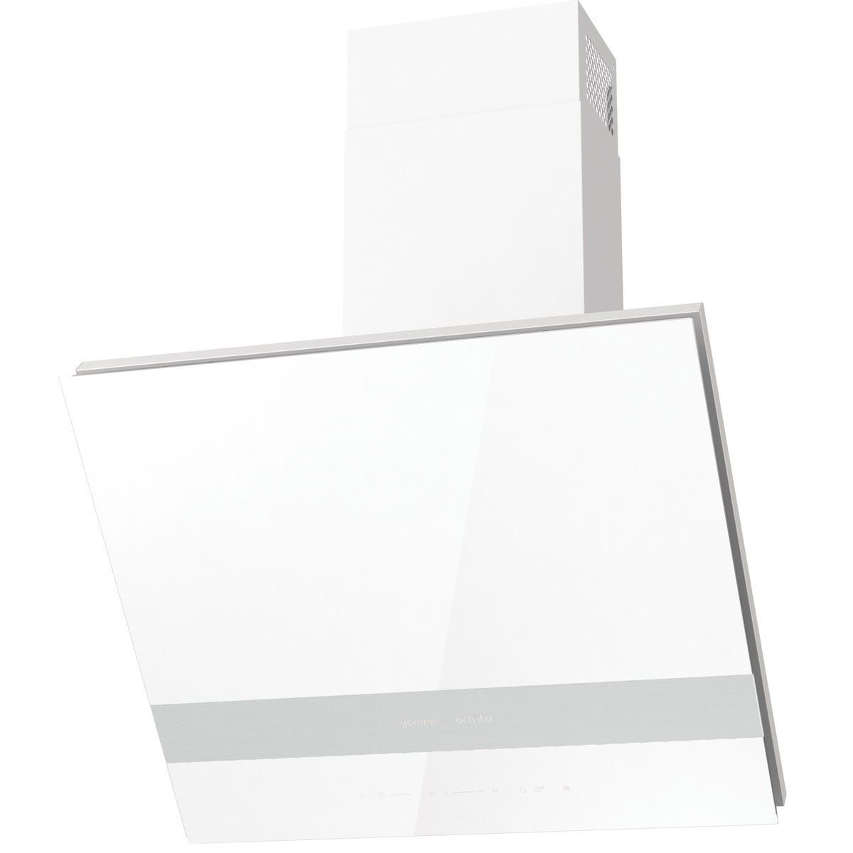 קולט אדים צמוד קיר gorenje זכוכית לבנה משולבת נירוסטה דגם WHI643ORAW