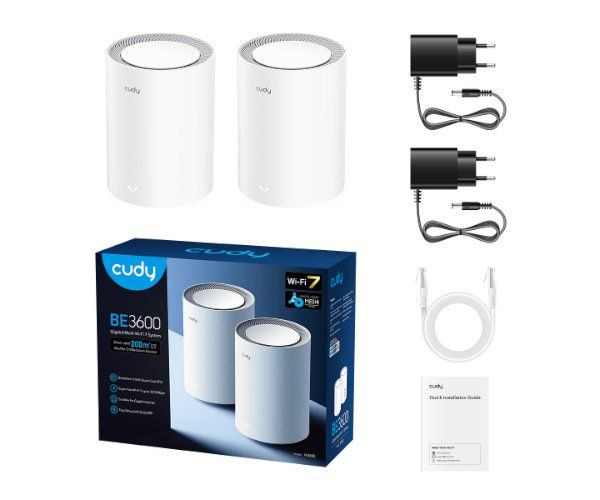 נתב מגדיל טווח Cudy BE3600 Gigabit Mesh Wi-Fi 7 System 2Pack
