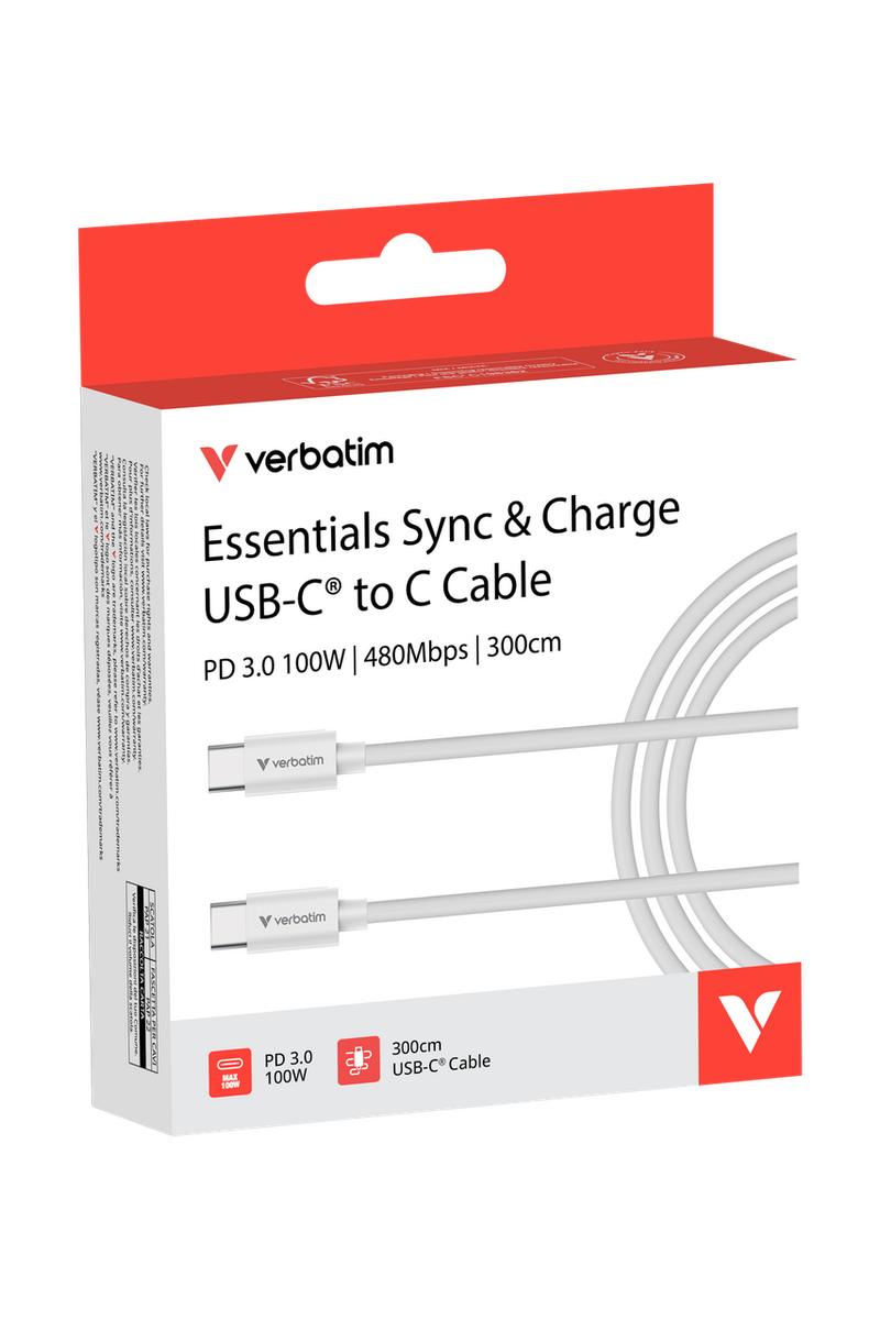 VERBATIM SYNC &CHARGE USB C TO USB C 100W 3M