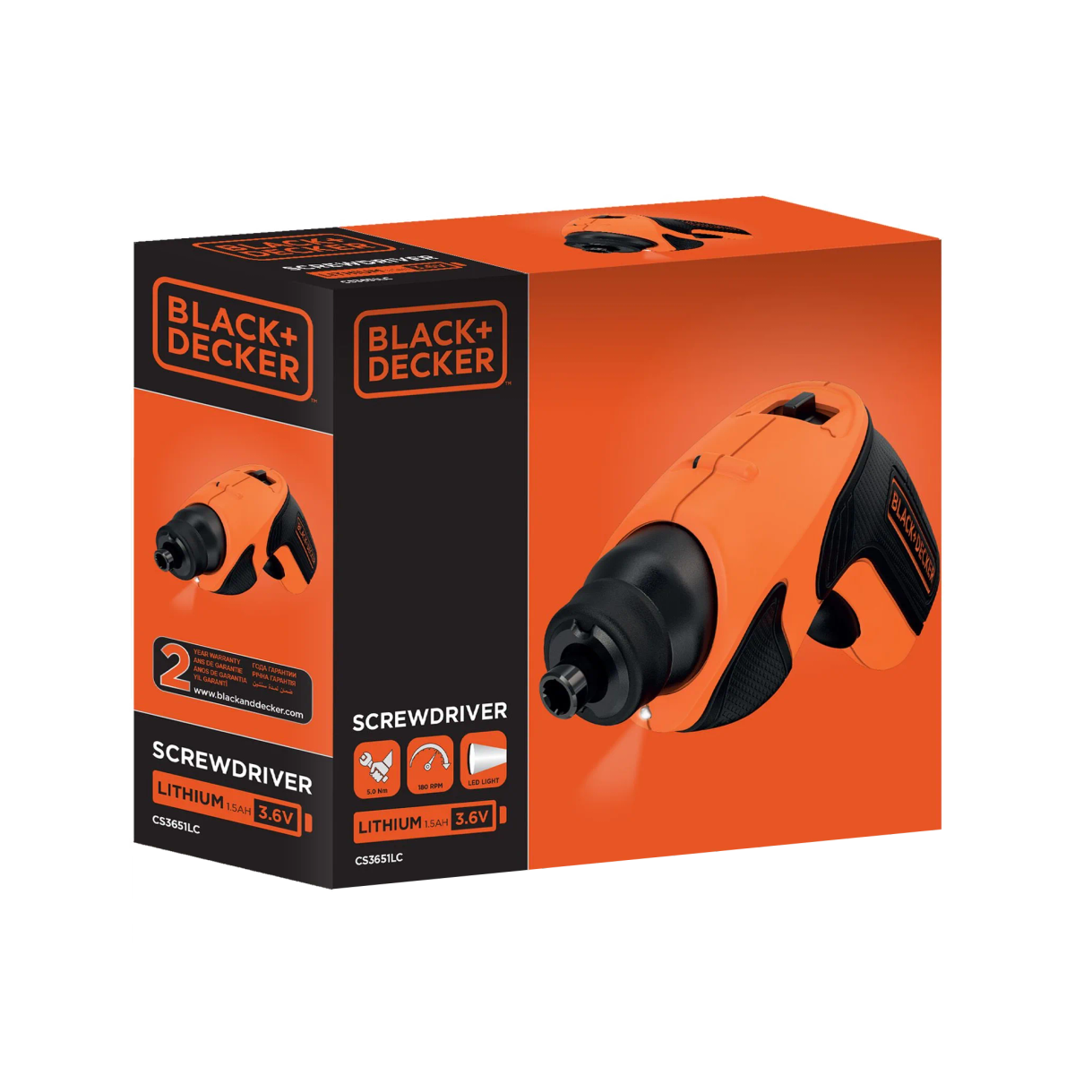 מברג נטען BLACK&DECKER 3.6V Li-ion קומפקטי 6Nm מהירות 190 סל"ד באחריות יבואן רשמי