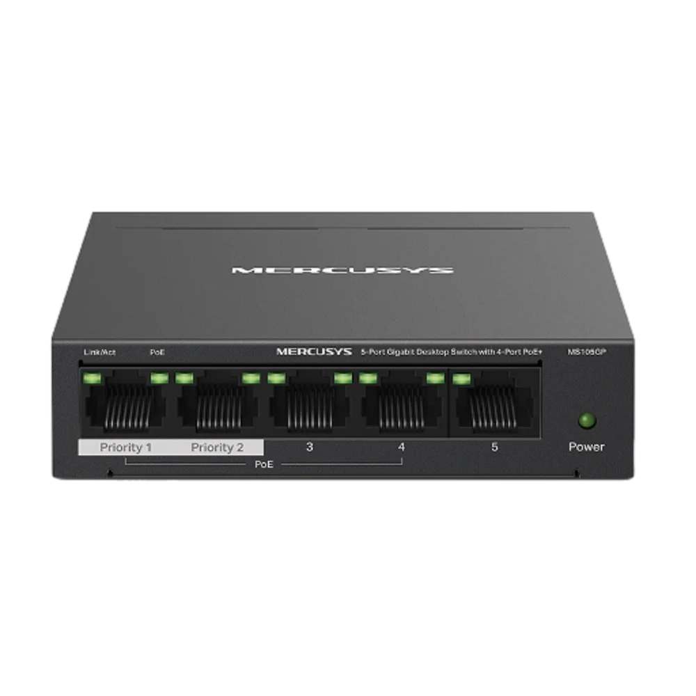 מתג רשת POE גיגה 5 יציאות MIR MS105GP 1+4 באחריות יבואן רשמי
