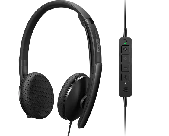 LENOVO Wired VoIP Headset | USB-C-to-USB-A converter | 2Y