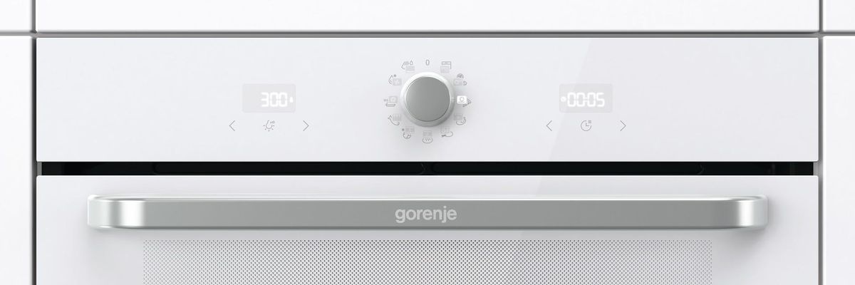 תנור בנוי gorenje בגימור זכוכית לבנה 77 ליטר דגם BOS6737SYW