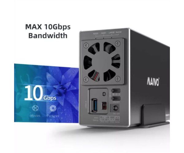 מארז חיצוני  ל-2 דיסקים MAIVO HDD 3.5 DUAL BAY USB3.2 RAID