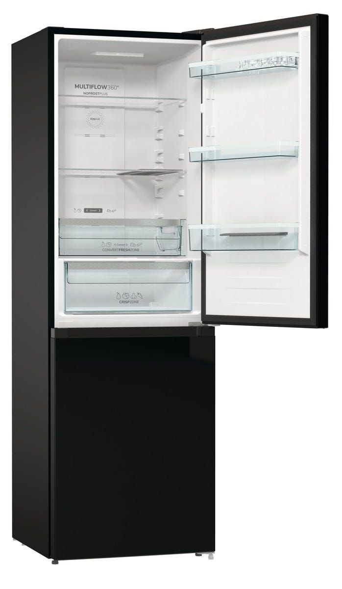 מקרר 2 דלתות gorenje  מקפיא תחתון 329 ליטר בגימור שחור דגם NRK6192SYBK