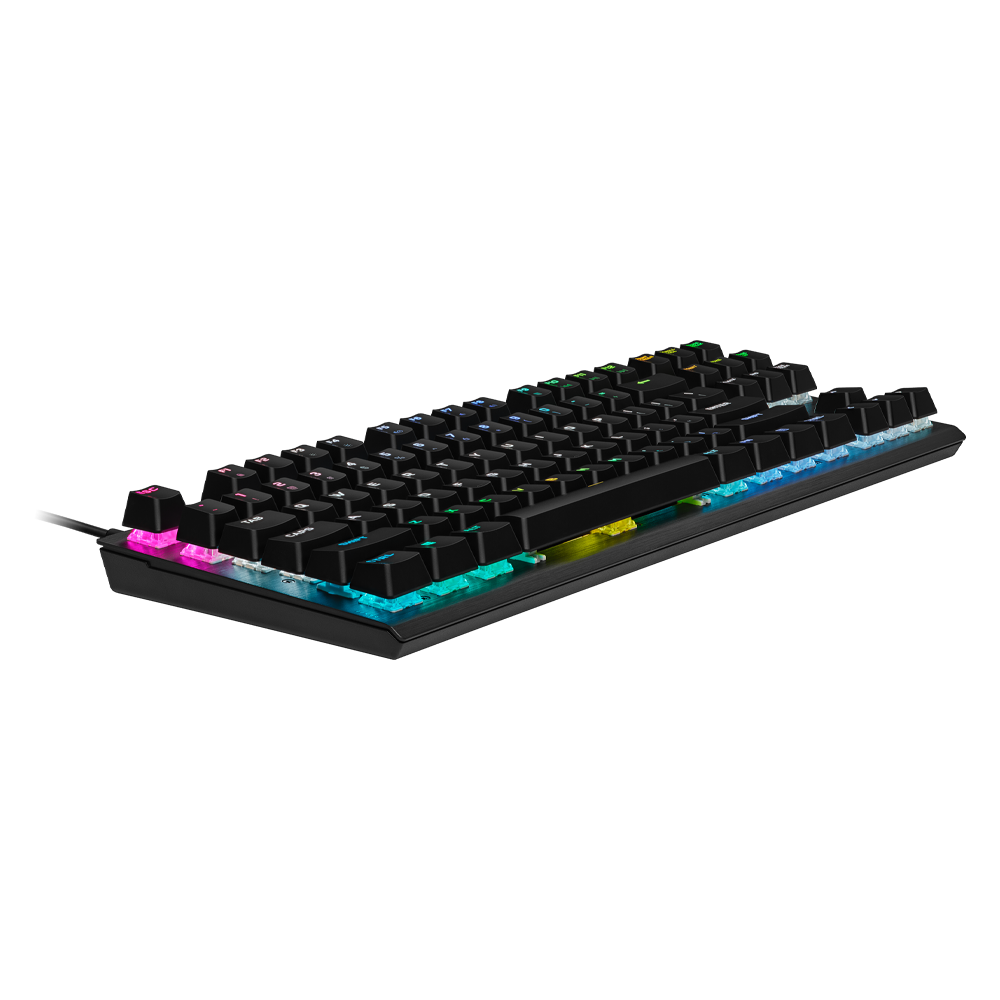 מקלדת גיימינג מכנית Corsair K65 RGB Mini – עיצוב 60% – מתגי Cherry MX Red – RGB פר מקש – שחור