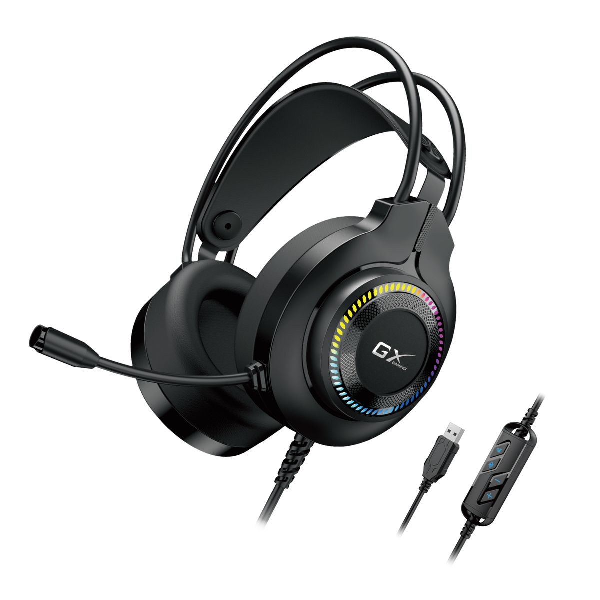 אוזניות גיימינג Genius HS-GX580U – דרייברים 50 מ"מ – RGB – חיבור USB
