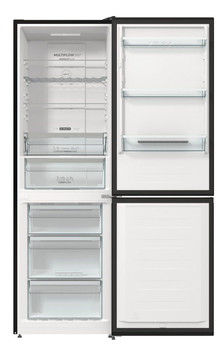 מקרר 2 דלתות gorenje  מקפיא תחתון 329 ליטר בגימור שחור מטאלי דגם NRK619EABXL4