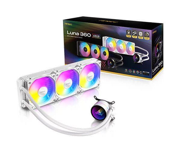 קירור נוזלי Antec LUNA 360 White ARGB – רדיאטור 360mm – 3 מאווררים 120mm – תאורת ARGB