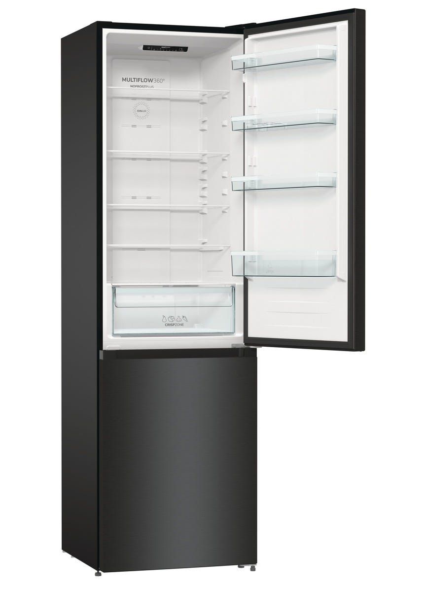 מקרר 2 דלתות gorenje מקפיא תחתון 330 ליטר נירוסטה שחורה דגם NRK6202EBXL4