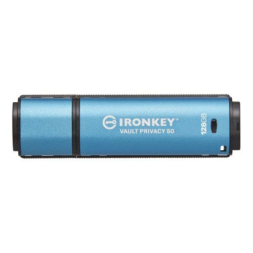 דיסק און קי מוצפן Kingston IronKey Vault Privacy 50 בנפח 128GB, הצפנת AES-256 בתקן FIPS 197