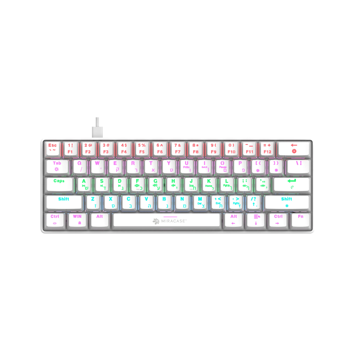 מקלדת מכנית חוטית לבנה MMCK100 עם תאורת RGB מבית Miracase
