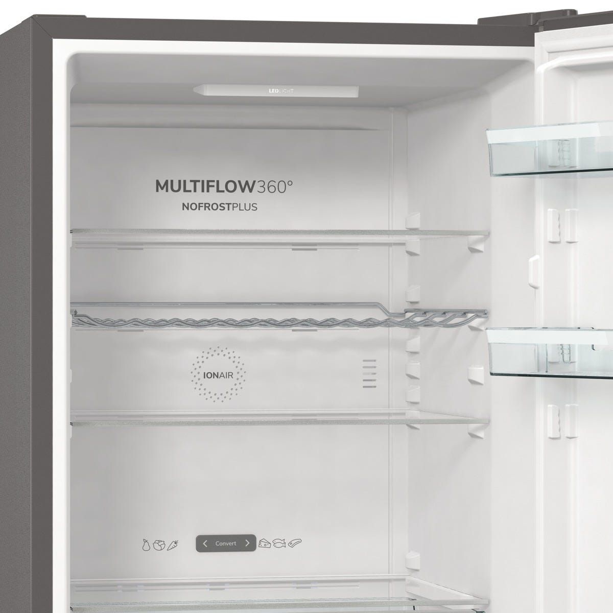 מקרר 2 דלתות gorenje  מקפיא תחתון 329 ליטר בצבע נירוסטה דגם NRC6193SXL5