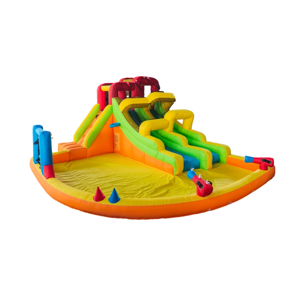 מתקן מתנפח לגינה MIRAJUMP – דגם MJ70 עולם המגלשות – מגלשה ואזור קפיצה – מפוח 550W