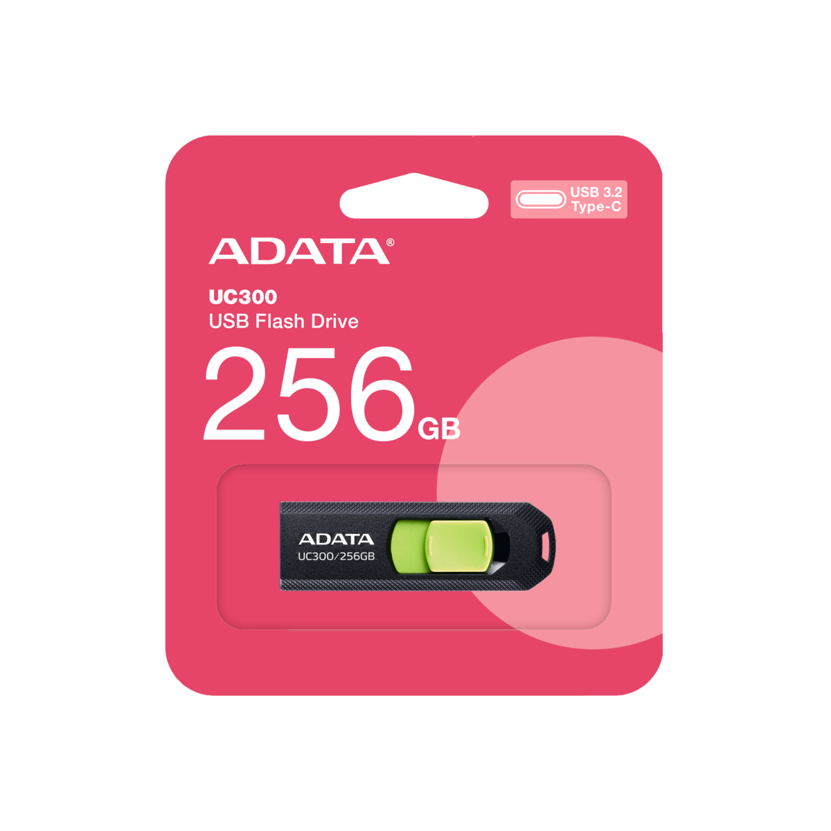 זיכרון נייד ADATA UC300 USB-C 256GB ירוק דור 3.2 מהיר באחריות יבואן רשמי