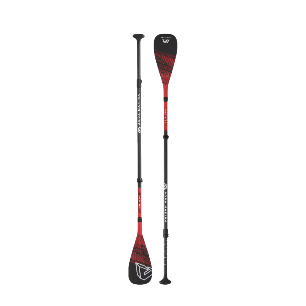 משוט לסאפ Aqua Marina CARBON-PRO – להב 100% פחמן – 3 חלקים 180-220 ס"מ – משקל 750 גרם