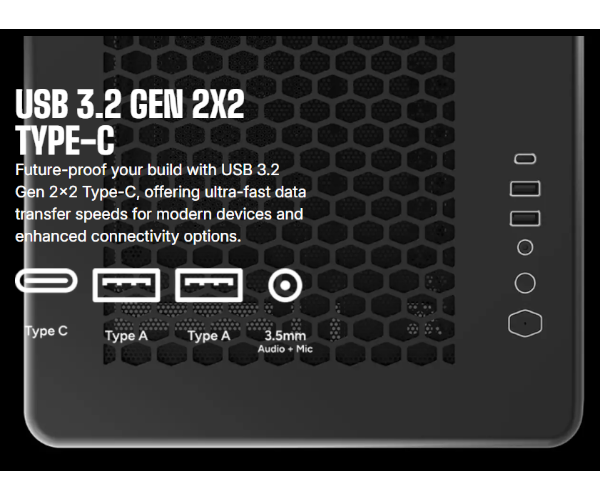 מארז Cooler Master Elite 600 ATX mid-tower USB-C Airflow White
