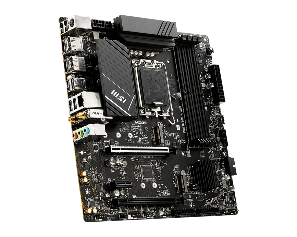 לוח אם MSI PRO B760M-A WIFI DDR5 12/13 דור Intel LGA1700 זיכרון 192GB 2 חריצי PCIe WiFi 6E באחריות יבואן רשמי