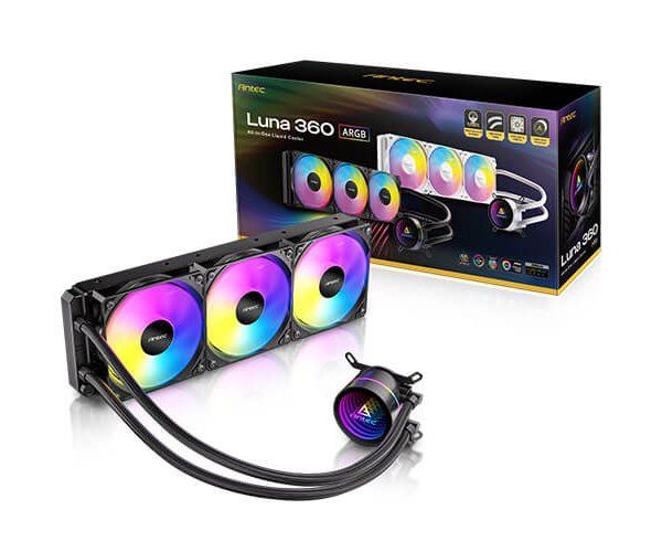 קירור נוזלי Antec LUNA 360 Black ARGB – רדיאטור 360mm – 3 מאווררים 120mm – תאורת ARGB