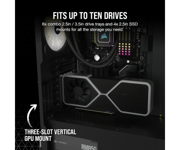 מארז מחשב CORSAIR 7000D AIRFLOW Full Tower – תאימות ATX / micro-ATX / mini-ITX – קירור נוזלי עד 480 מ"מ – צבע שחור