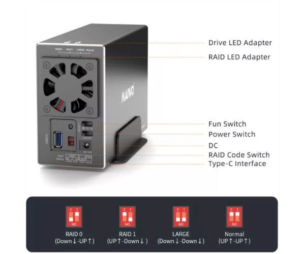 מארז חיצוני  ל-2 דיסקים MAIVO HDD 3.5 DUAL BAY USB3.2 RAID