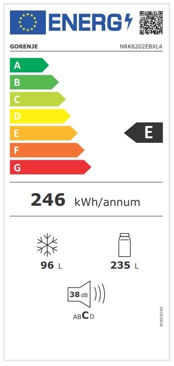 מקרר 2 דלתות gorenje מקפיא תחתון 330 ליטר נירוסטה שחורה דגם NRK6202EBXL4
