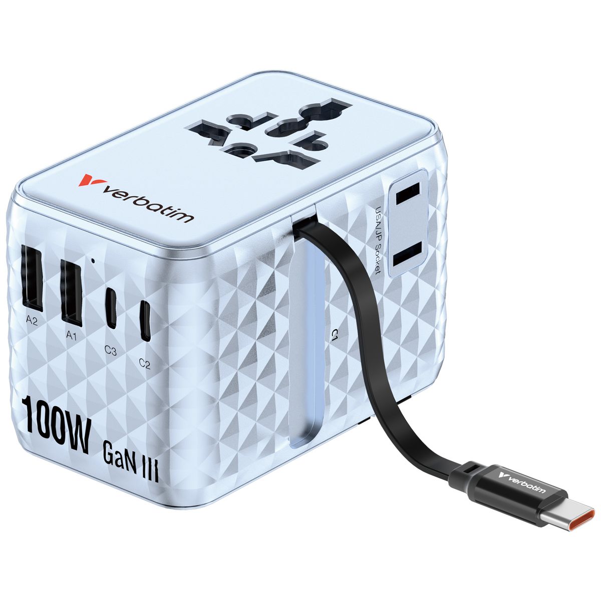 Verbatim Charge 'n' Travel 100W GaN III Universal Travel Adapter