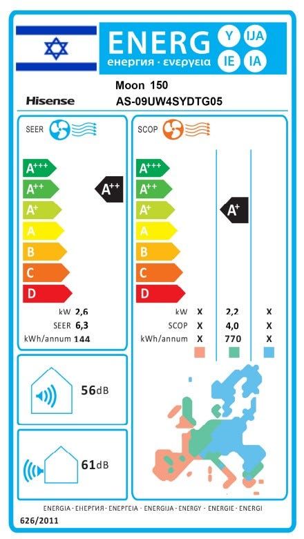 מזגן עילי Hisense Inverter Moon 150