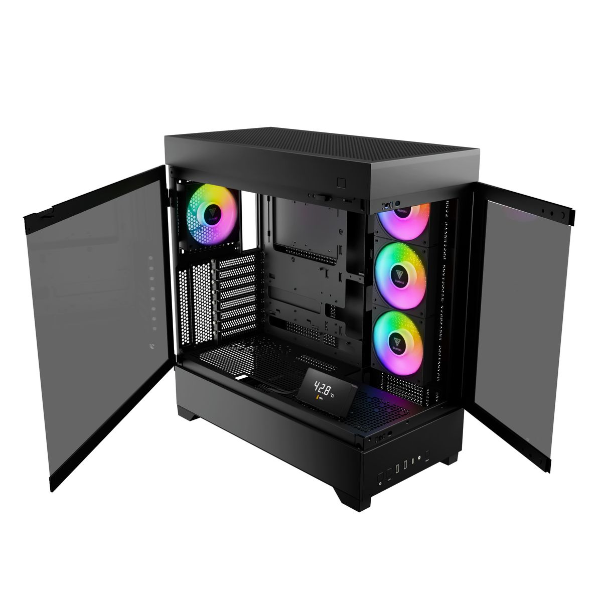 מארז מחשב GAMDIAS ATLAS P1 Mid-Tower ATX Micro-ATX Mini-ITX עם זכוכית מחוסמת 4x120mm ARGB מאווררים באחריות יבואן רשמי