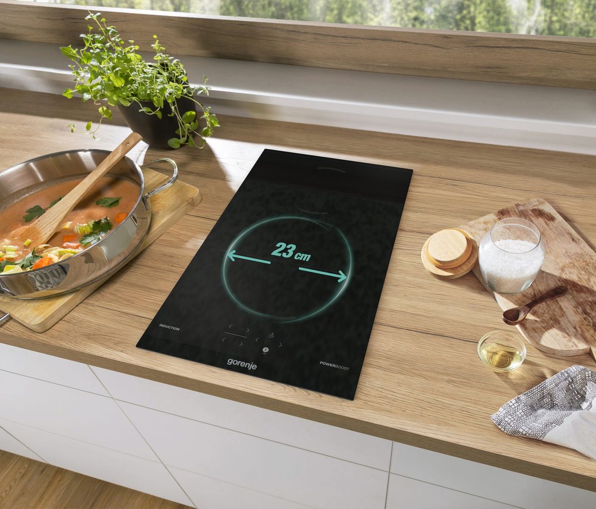 כיריים דומינו אינדוקציה gorenje בגימור שחור 30 סמ דגם GI3201BC