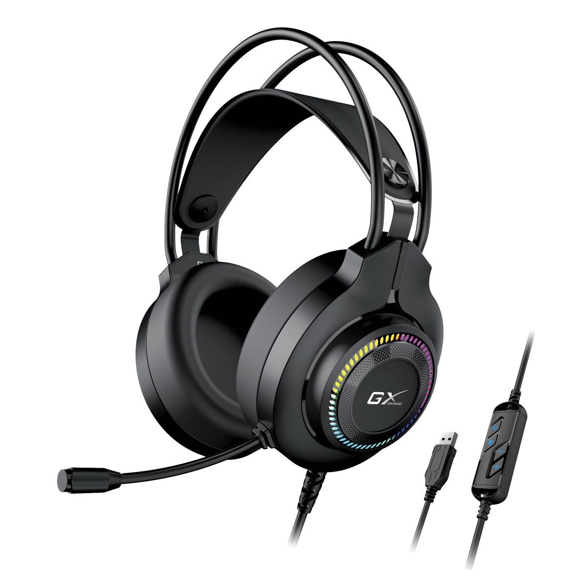 אוזניות גיימינג Genius HS-GX580U – דרייברים 50 מ"מ – RGB – חיבור USB