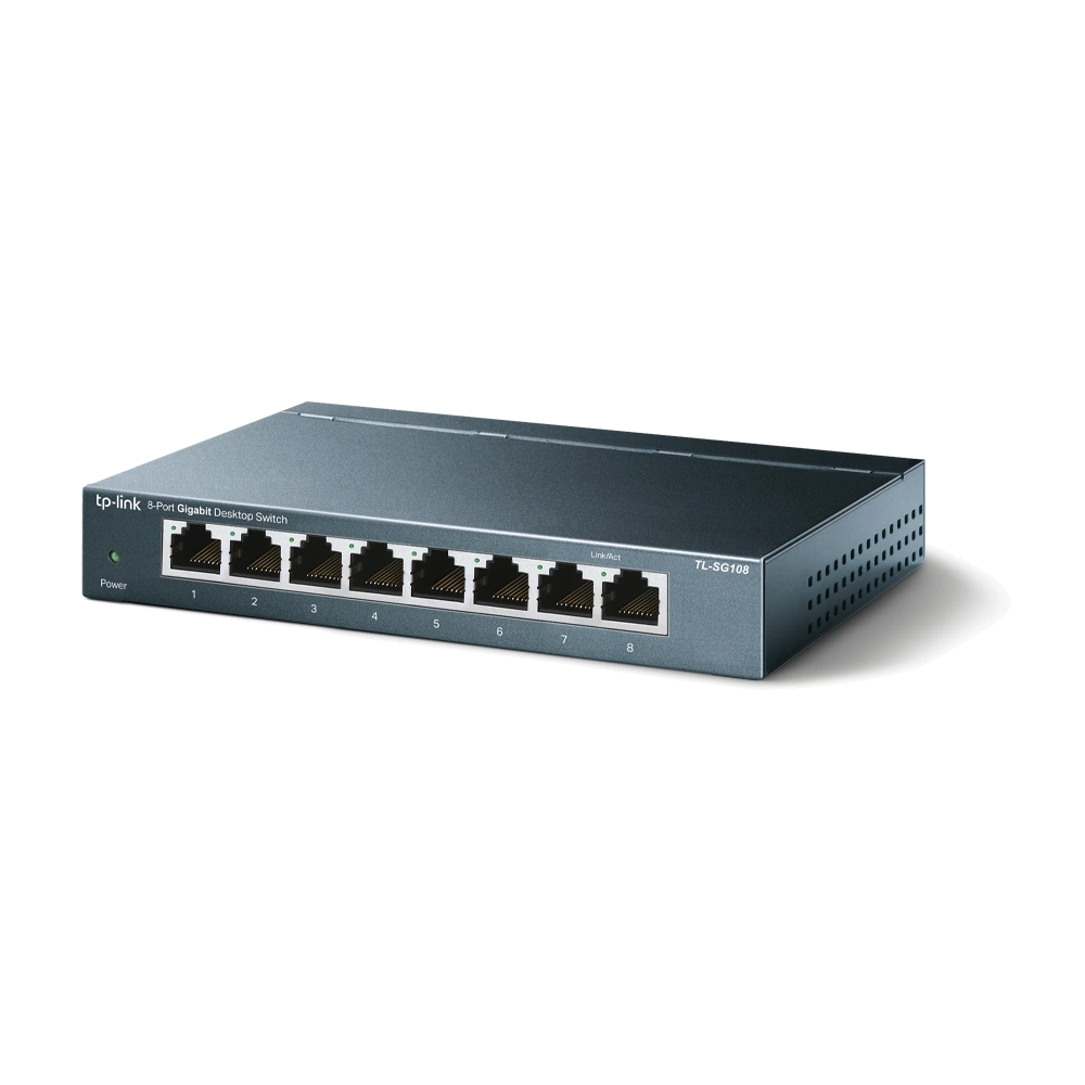מתג שולחני TP-Link SG108 8 פורטים Gigabit 10/100/1000Mbps באחריות יבואן רשמי 3 שנים